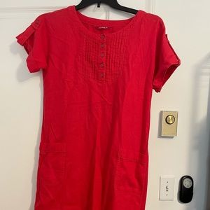 Red linen dress